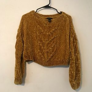 Mustard yellow knitted cropped sweater